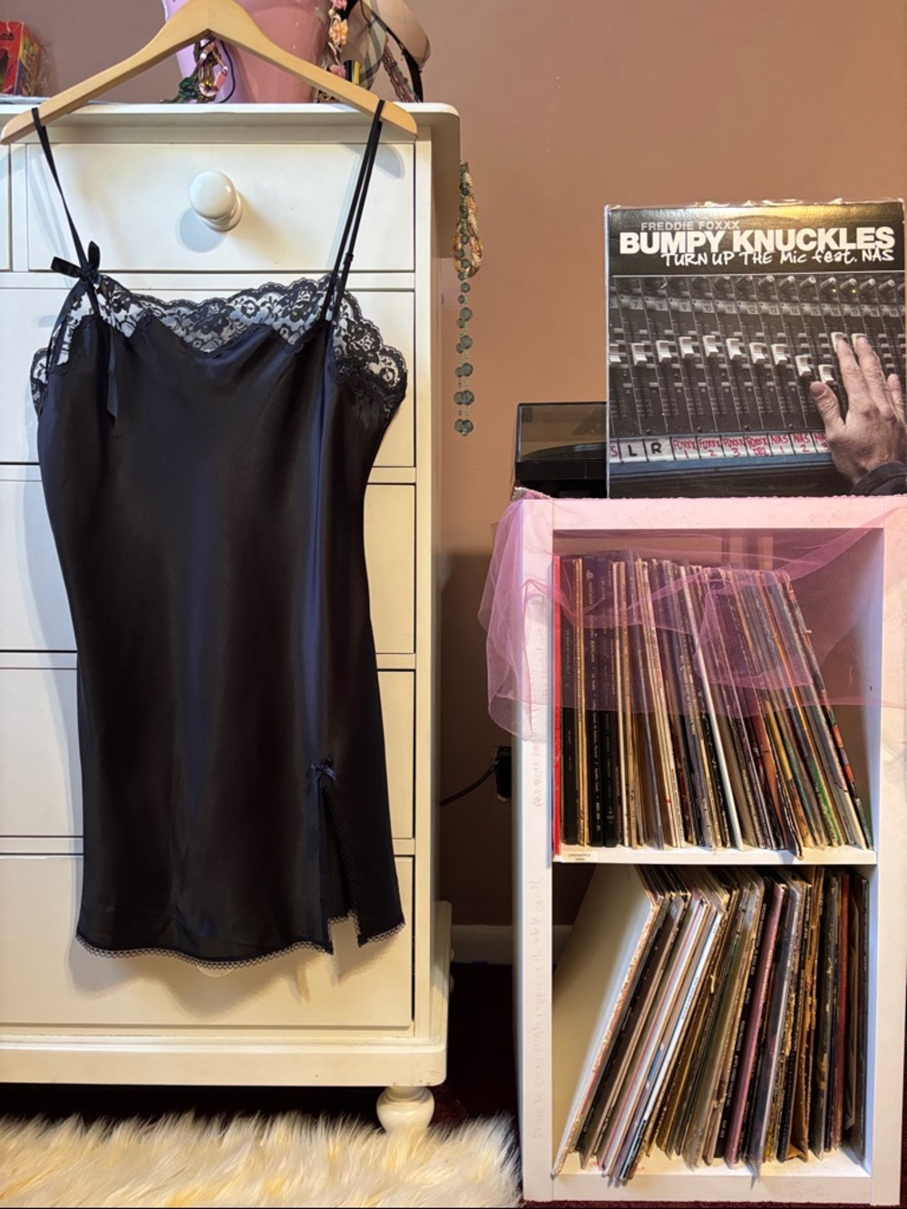 Vintage Y2K Victoria Secret Iconic Slip Dress Naked Mini Black Lace Bow L Satin